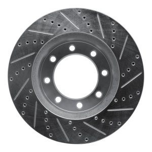 Ford F-350 Super Duty Brake Rotor (1) - Front Left - R1 Concepts - Drilled & Slotted - Silver - `12-`25